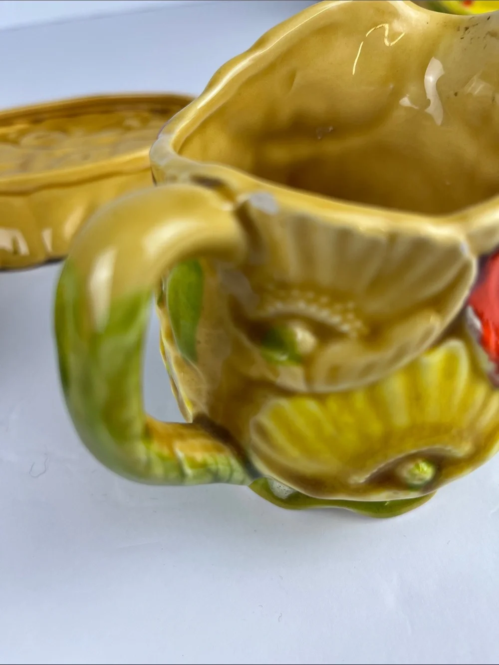 1970s Fred Roberts “Summer Flame Poppies” Cream & Sugar & small serving dish